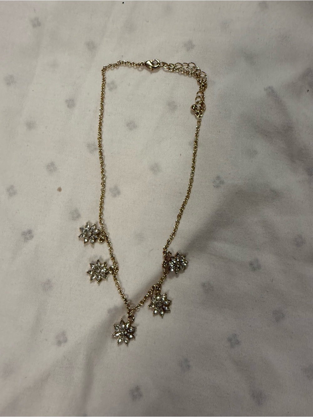 Gold Tone Crystal Flower Cluster Necklace - Women Jewelry